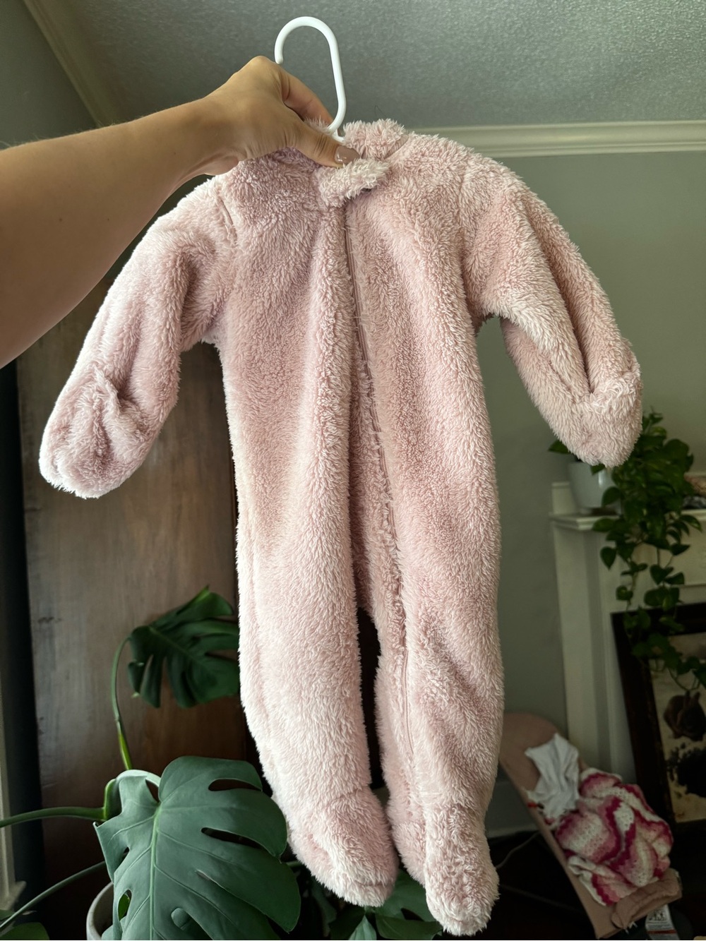 Carter's Soft Pink Fleece Baby Footed One-Piece